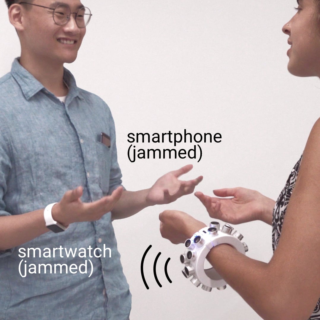Wearable microphone jamming